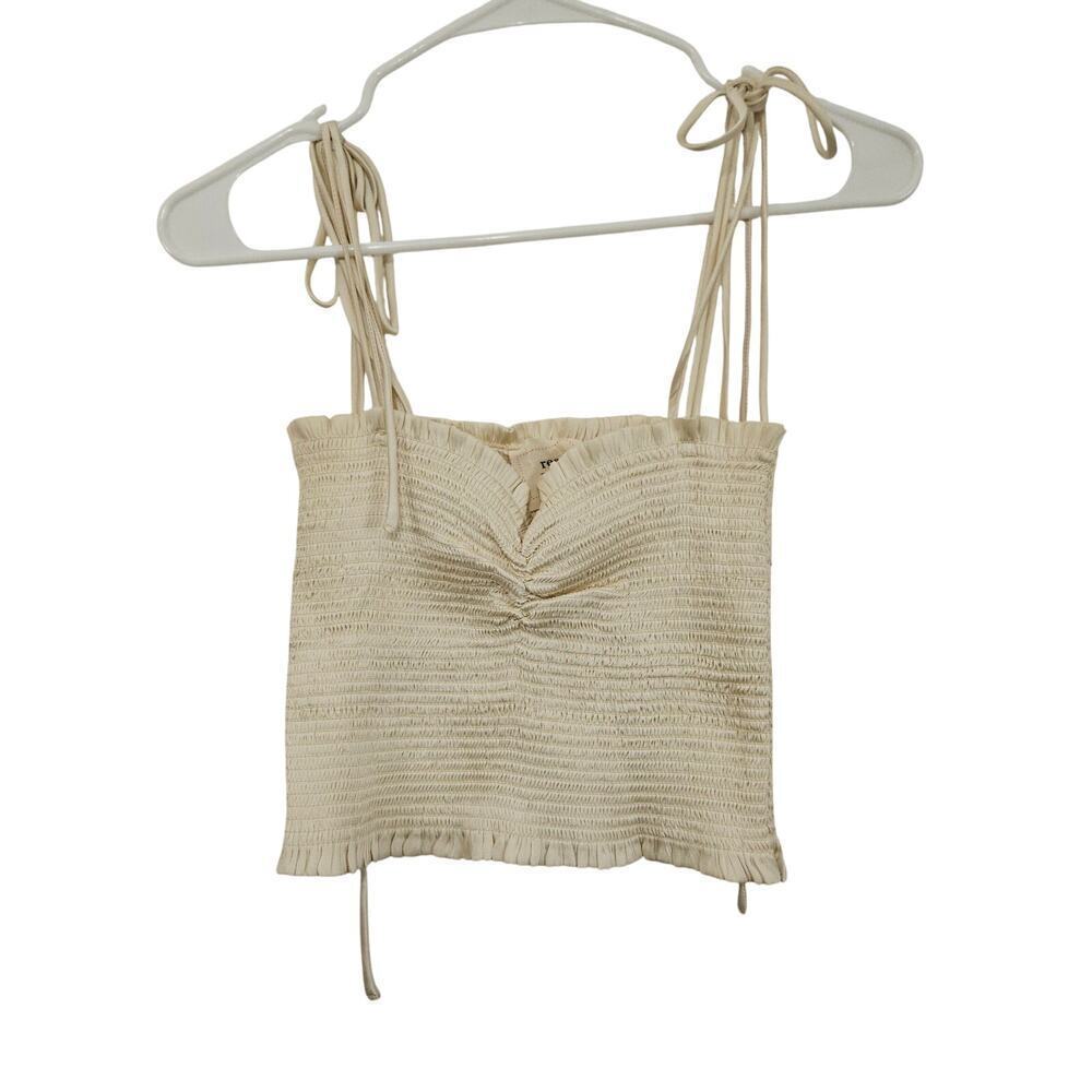 Reset by Jane Tallulah Cami Cream Crop Size Medium Sweetheart neckline Smocked